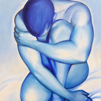 Blue Man Oil on Canvas Mark Wallis The Vibes