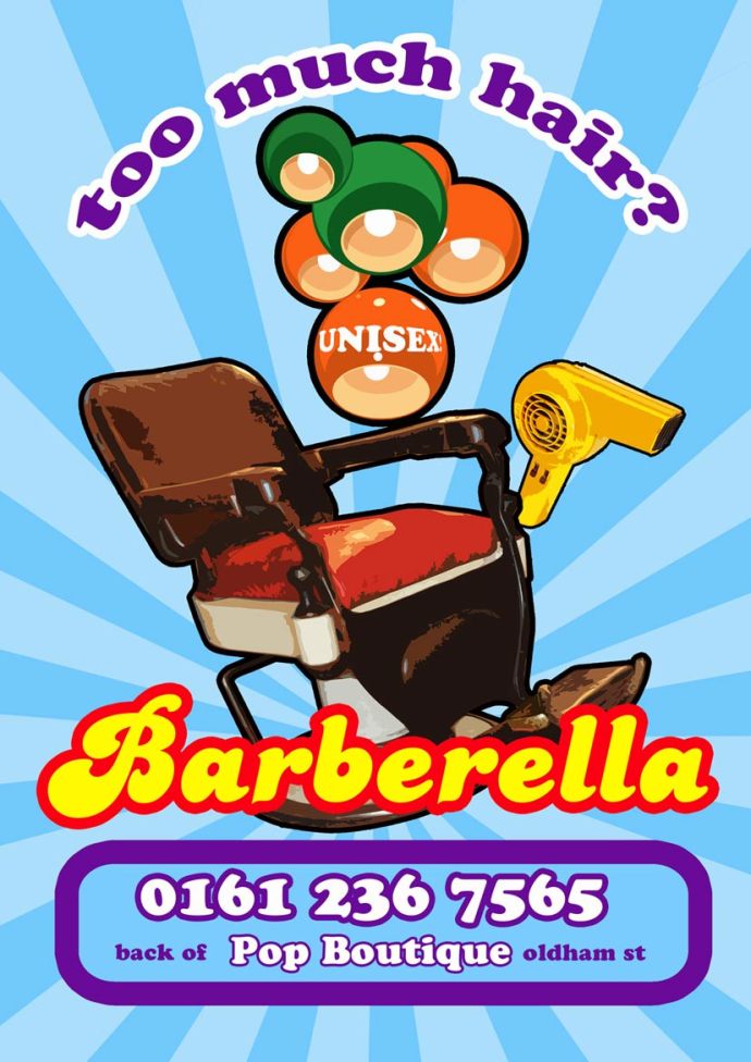 Barberella-Poster Barberella Barbers Manchester Poster