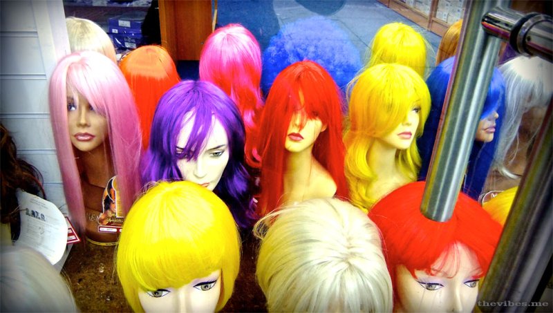 Coloured Wig display