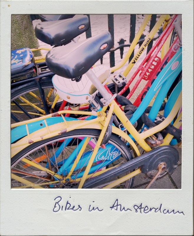 Coloured bikes amsterdam polaroid the vibes