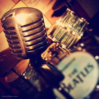 Beatles microphone at the beatles story exhibition liverpool